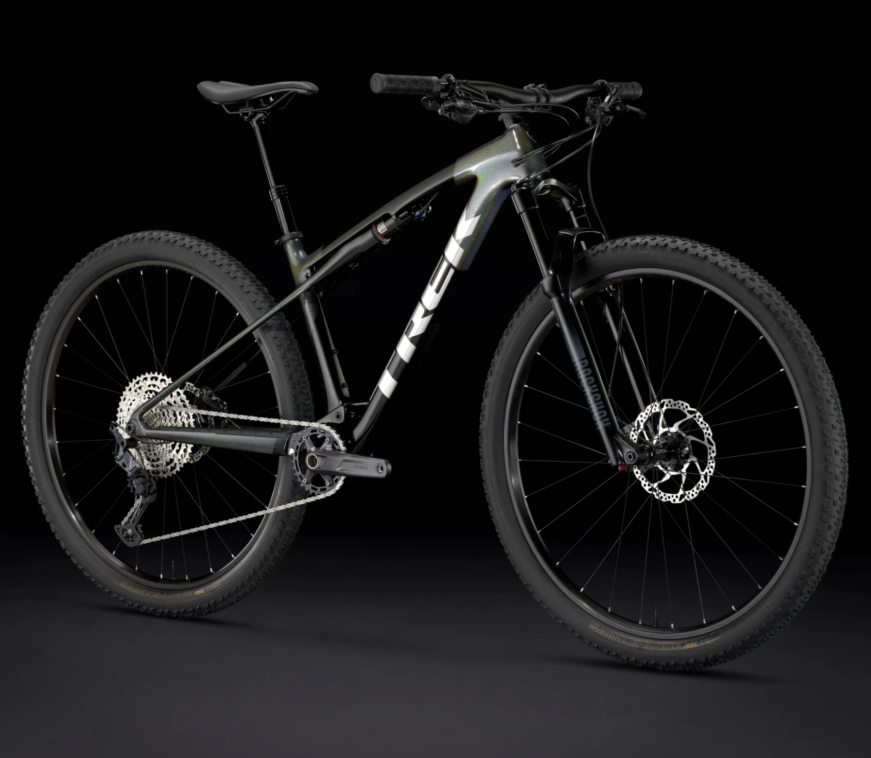 2024 Trek Supercaliber SL 9.6 Gen 2 carbon XC mountain bike in Dark Prismatic with RockShox Recon Gold RL fork and Bontrager Kovee Comp 23 tubeless wheels